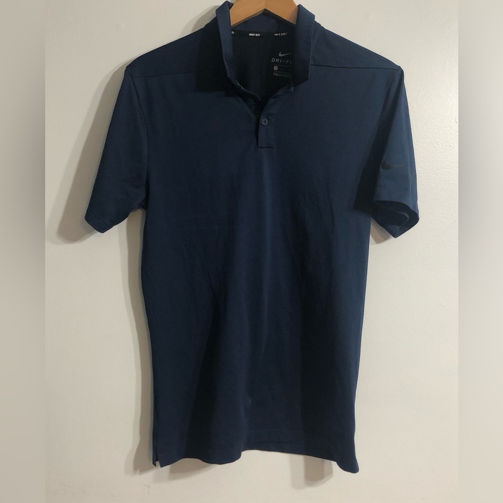 Nike Golf men’s collar quarter buttons down shirt pull over blue. S